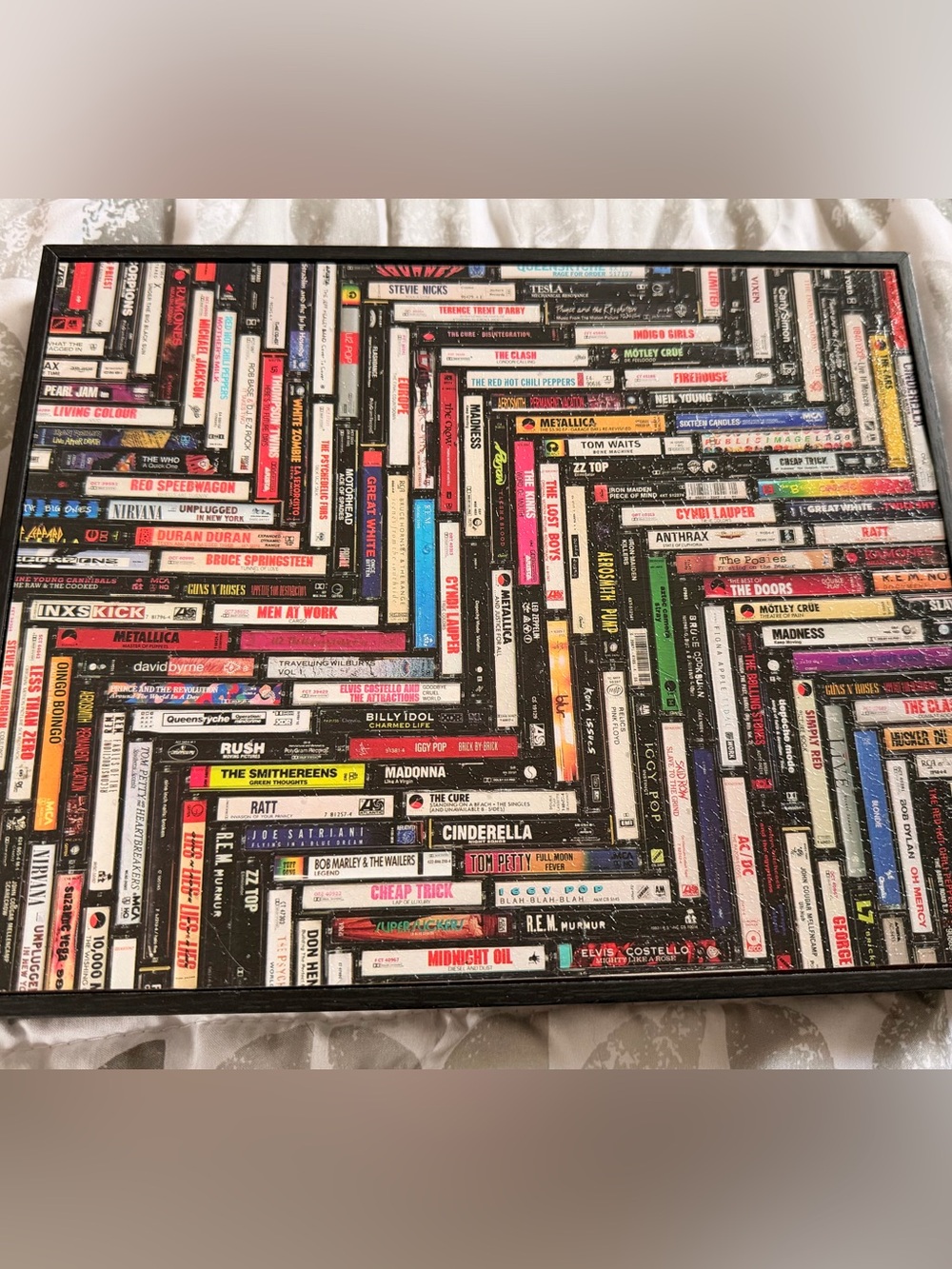 Black frame canvas wall art cased cassettes